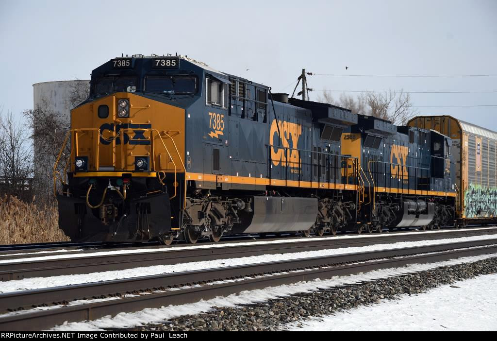 Tied down westbound vehicle train